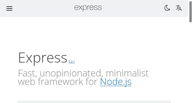 Screenshot of expressjs.com