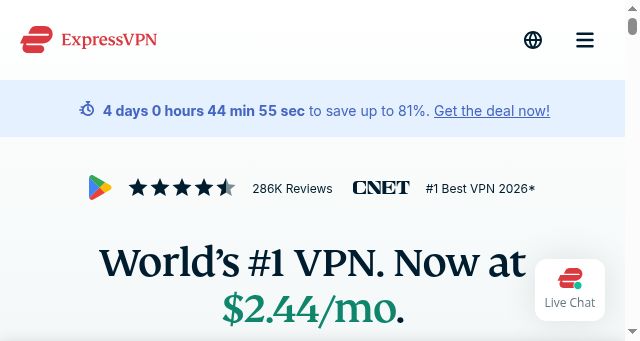 Screenshot of expressvpn.com