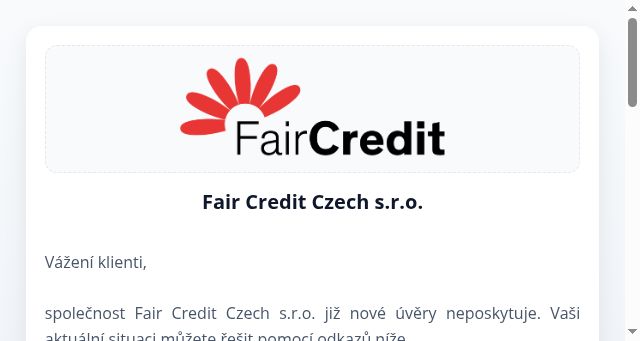 Screenshot of faircredit.cz