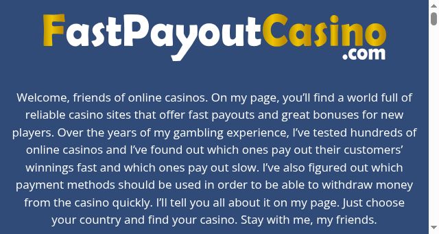 Screenshot of fastpayoutcasino.com