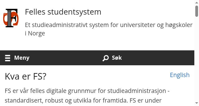 Screenshot of fellesstudentsystem.no