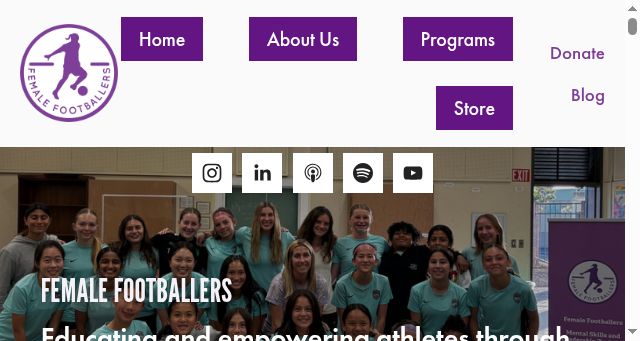 Screenshot of femalefootballers.org