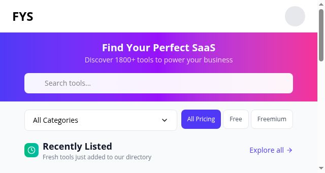 Screenshot of findyoursaas.com