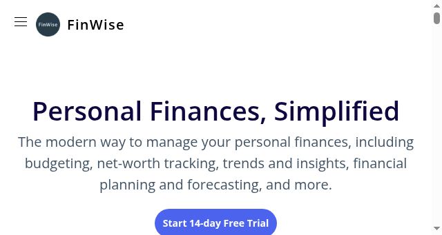 Screenshot of finwiseapp.io