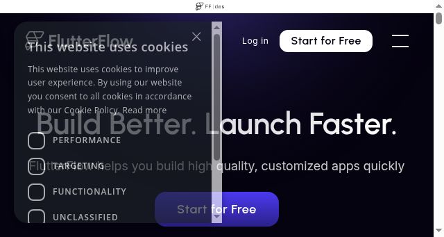 Screenshot of flutterflow.io