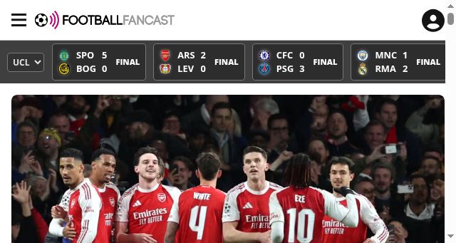 Screenshot of footballfancast.com