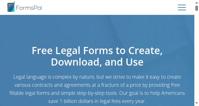 Screenshot of formspal.com