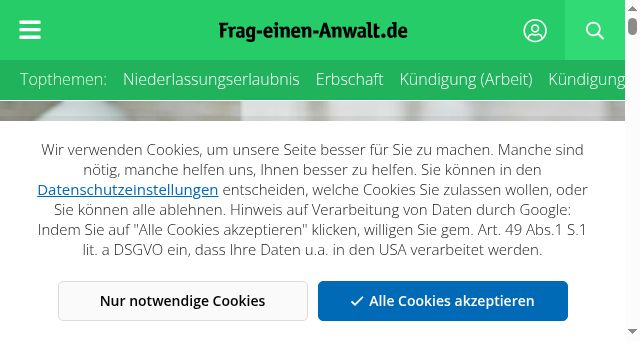 Screenshot of frag-einen-anwalt.de