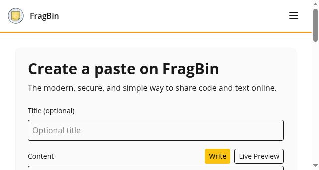 Screenshot of fragbin.com