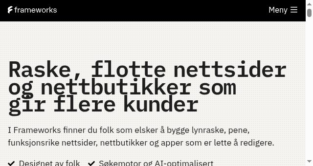 Screenshot of frameworks.no