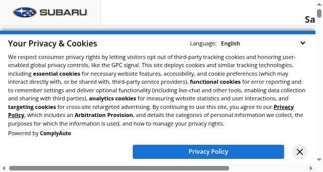 Screenshot of fredandersonsubaru.com
