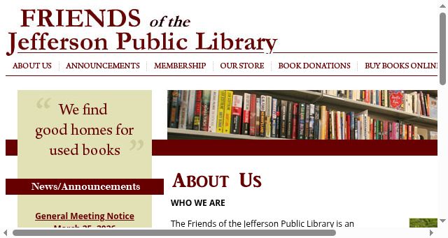 Screenshot of friendsofjeffersonlibrary.org