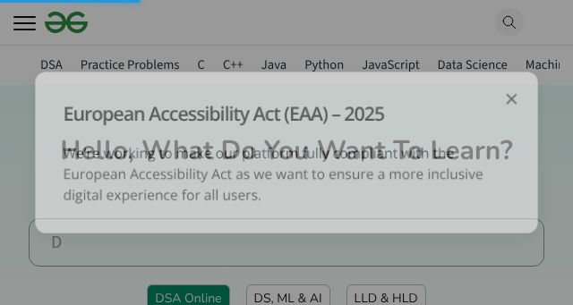 Screenshot of geeksforgeeks.org