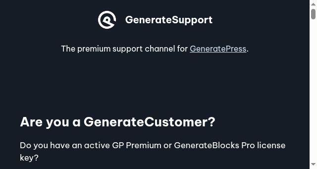 Screenshot of generate.support