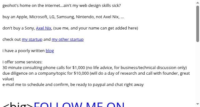 Screenshot of geohot.com