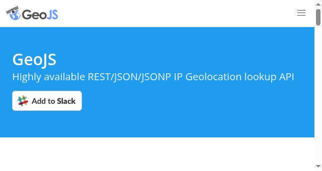 Screenshot of geojs.io