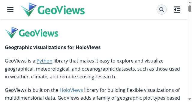 Screenshot of geoviews.org
