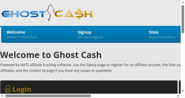 Screenshot of ghostcash.com