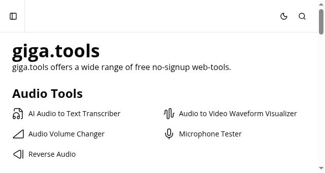 Screenshot of giga.tools