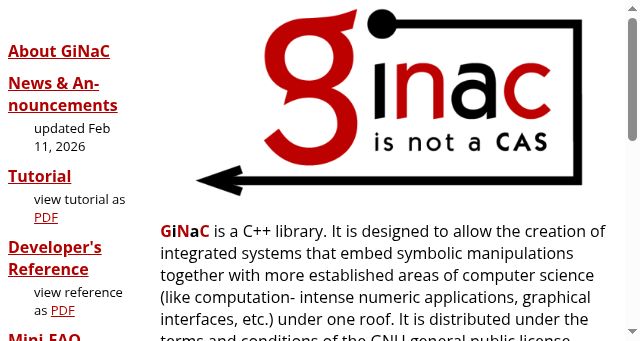 Screenshot of ginac.de