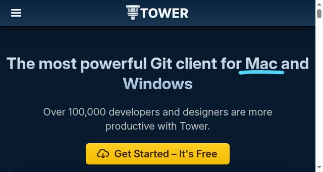 Screenshot of git-tower.com