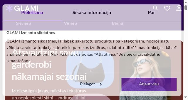 Screenshot of glami.lv