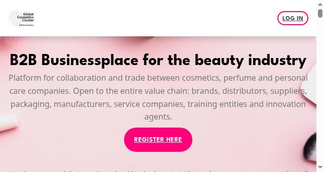Screenshot of globalcosmeticsclusterb2b.com