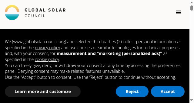 Screenshot of globalsolarcouncil.org
