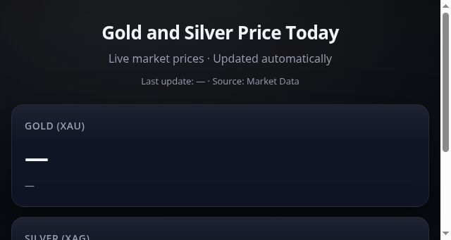 Screenshot of goldandsilverprice.org