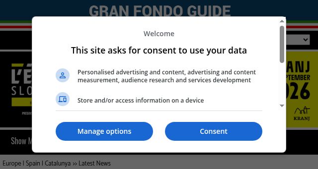 Screenshot of granfondoguide.com