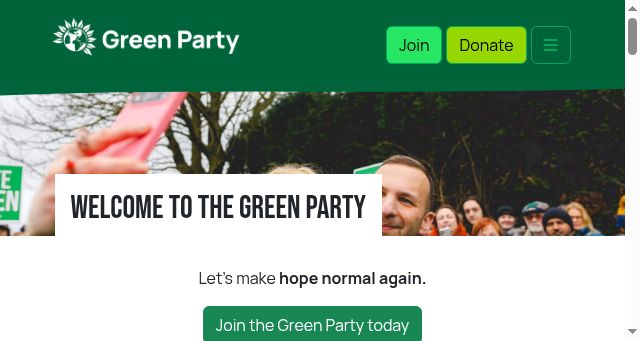 Screenshot of greenparty.org.uk
