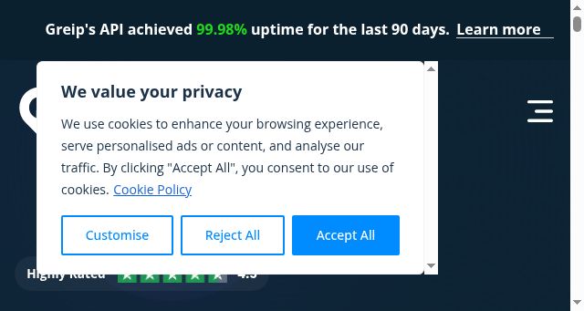 Screenshot of greip.io