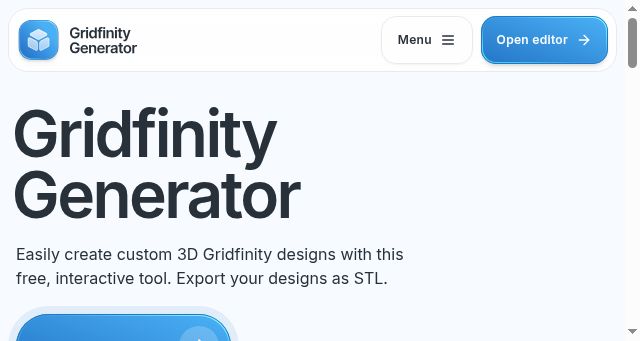 Screenshot of gridfinitygenerator.com