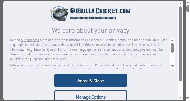 Screenshot of guerillacricket.com