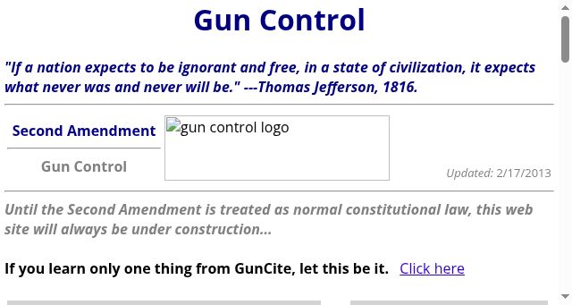 Screenshot of guncite.com