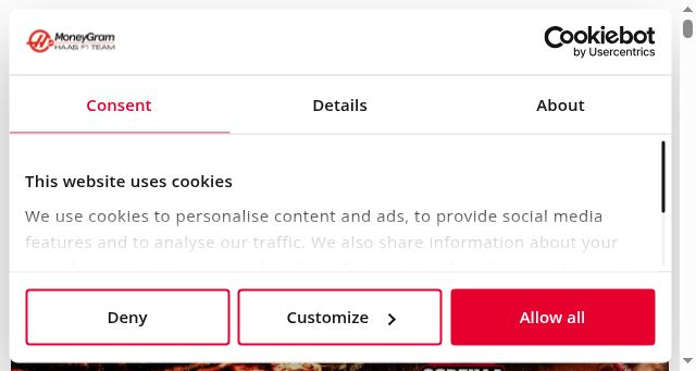 Screenshot of haasf1team.com