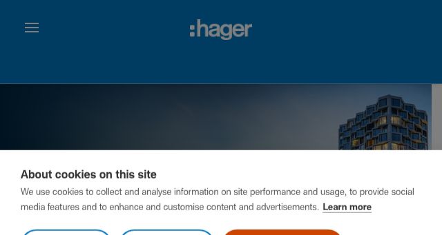 Screenshot of hager.com