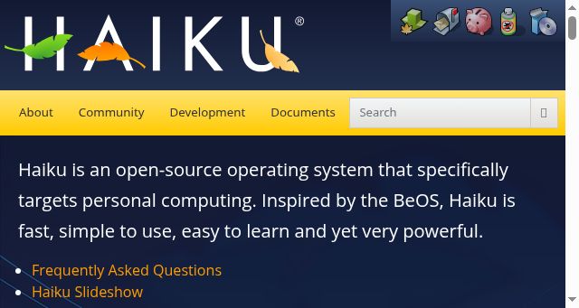 Screenshot of haiku-os.org