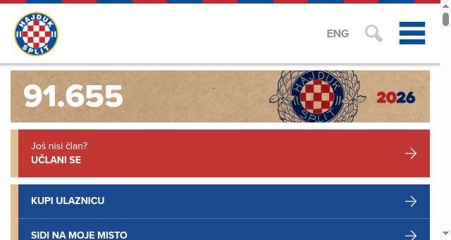 Screenshot of hajduk.hr