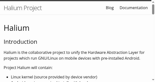Screenshot of halium.org