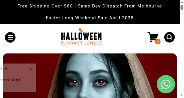 Screenshot of halloweencontactlenses.com.au