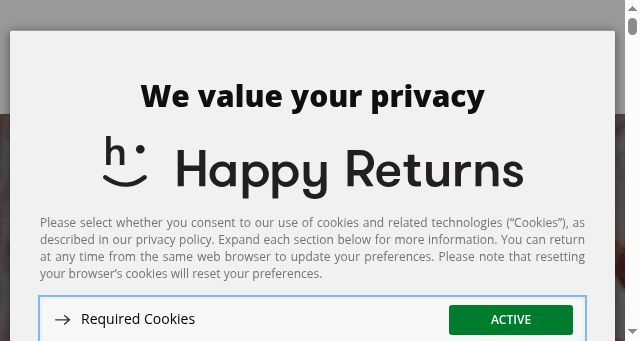 Screenshot of happyreturns.com