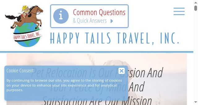 Screenshot of happytailstravel.com
