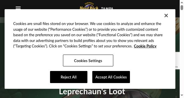Screenshot of hardrock.com