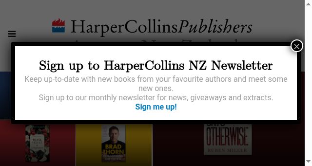 Screenshot of harpercollins.co.nz