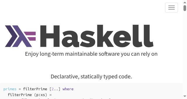 Screenshot of haskell.org