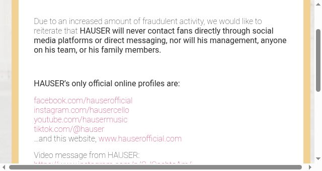 Screenshot of hauserofficial.com