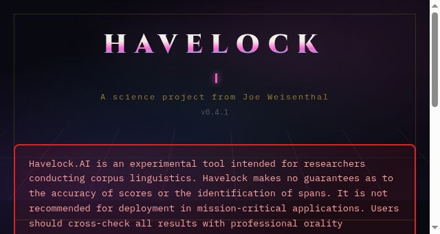 Screenshot of havelock.ai