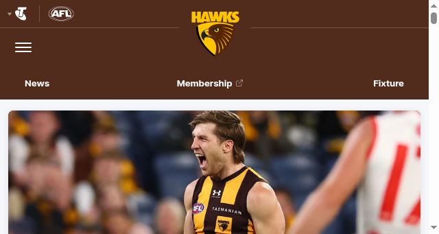 Screenshot of hawthornfc.com.au
