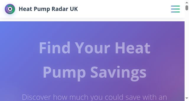 Screenshot of heatpumpradar.co.uk